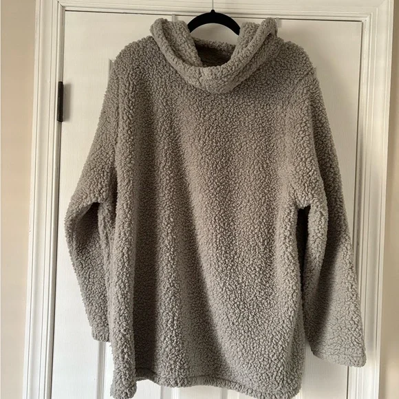 Style & Co. Gray Sherpa Cowl Neck Sweater - Picture 2 of 3